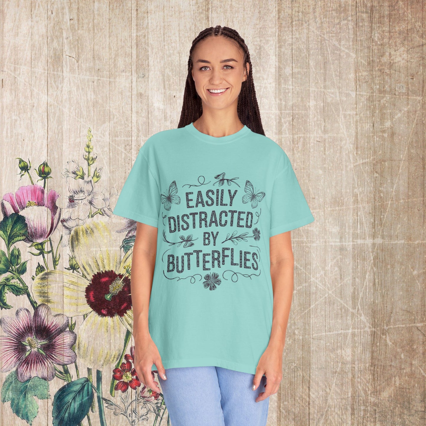 Easily Distracted by Butterflies T-Shirt – Comfort Colors Nature Tee S-4XL
