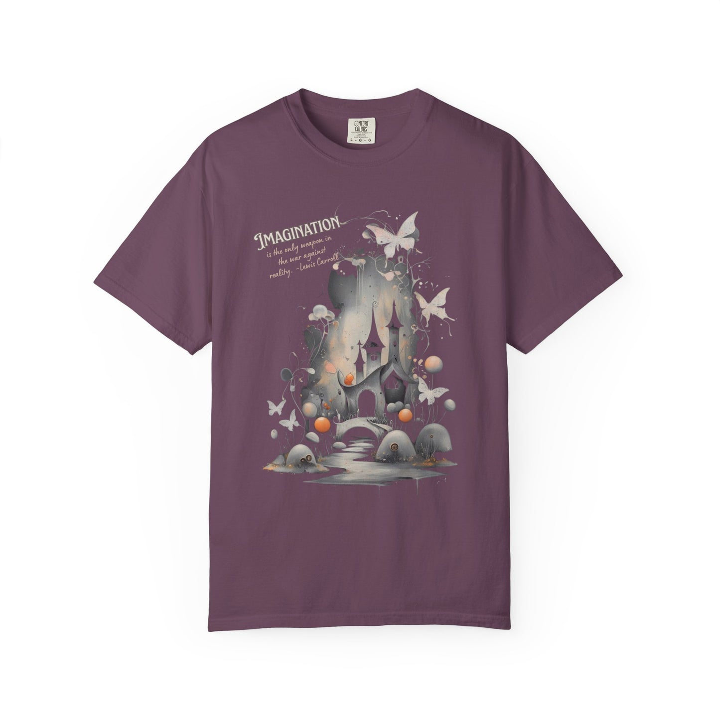Imagination Is the Only Weapon Shirt - Lewis Carroll Castle & Butterfly Tee, Comfort Colors Garment Dyed Unisex T-Shirt