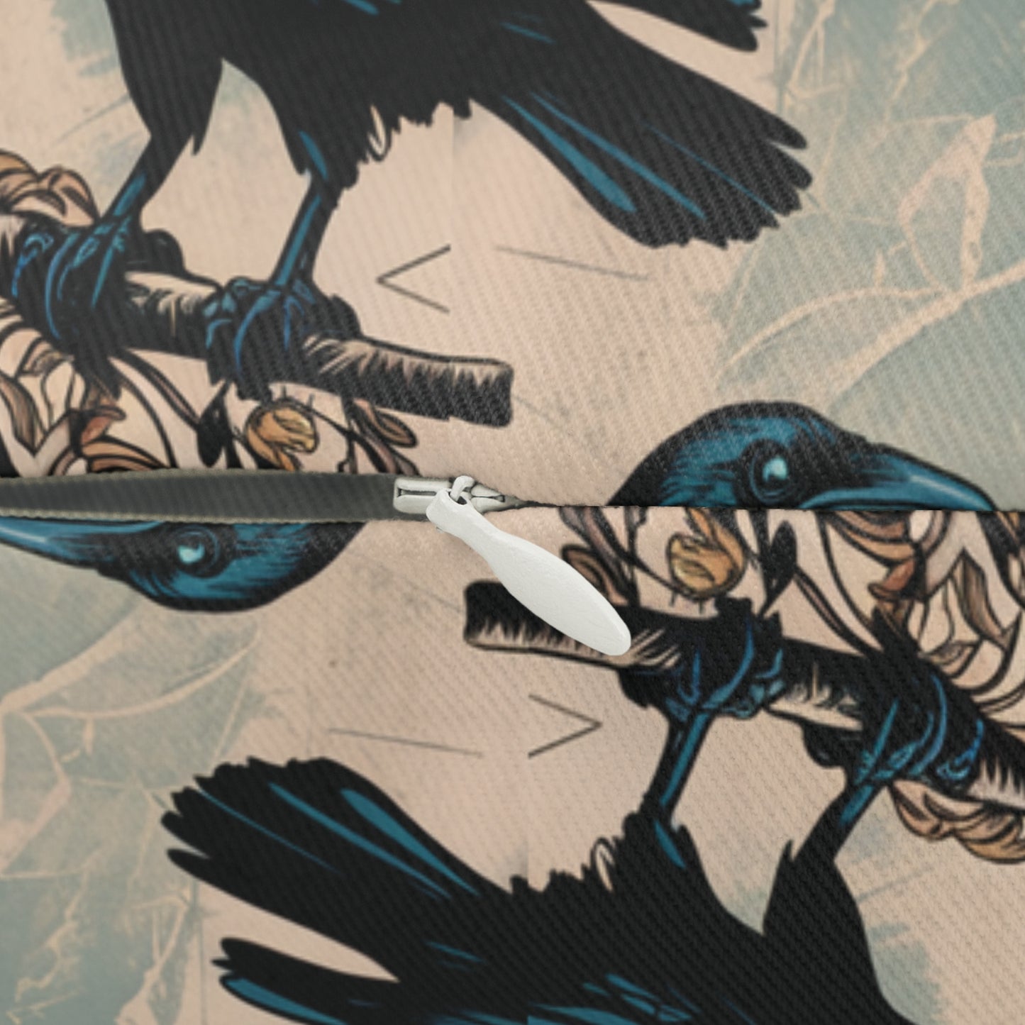 Gothic Crow & Floral Lumbar Pillow – 20x14" Sustainable Throw Pillow