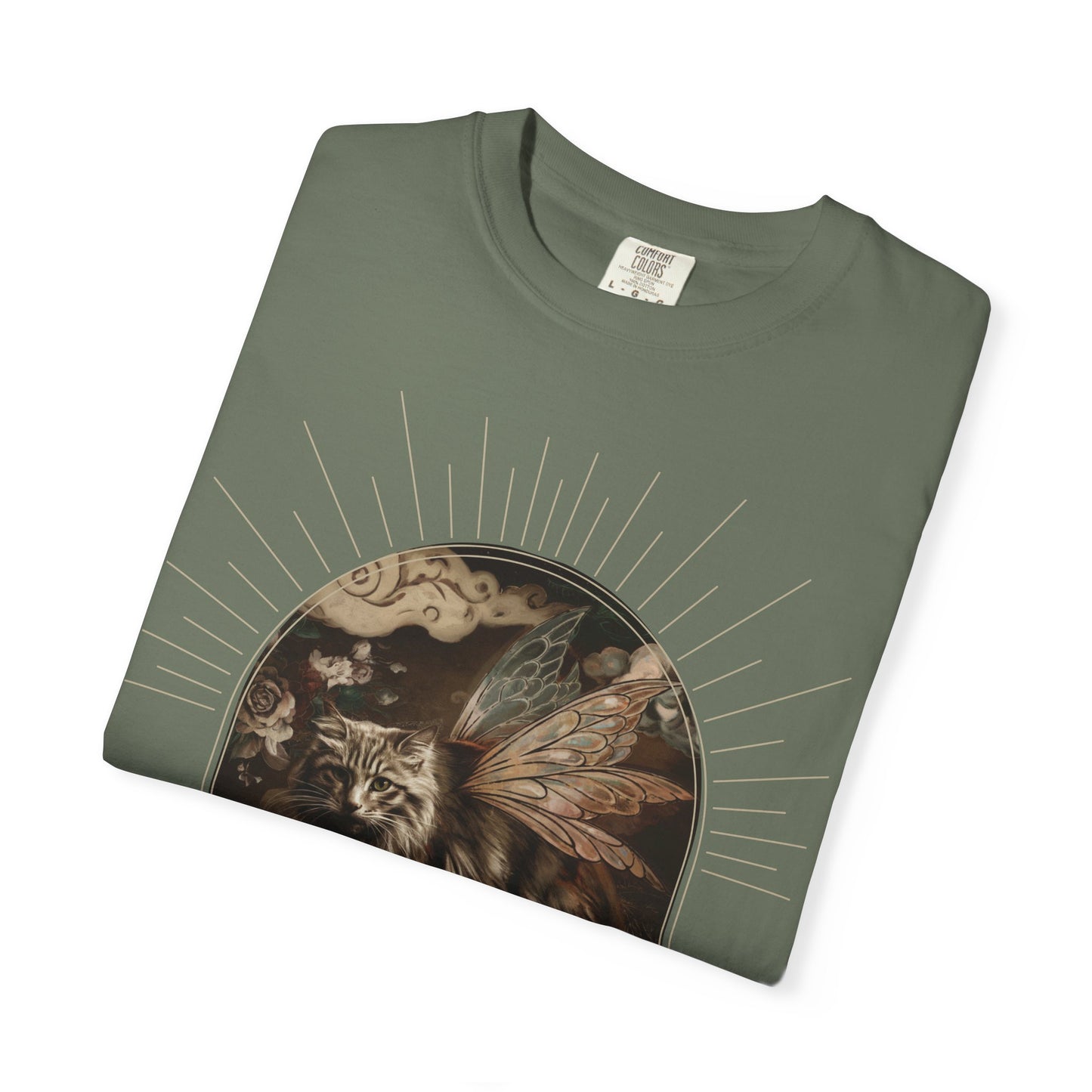 Fairy Cat Comfort Colors T-Shirt - Mystical Garden Arch Graphic Tee, Unisex Fit - Enchanted Gift for Fantasy Lovers