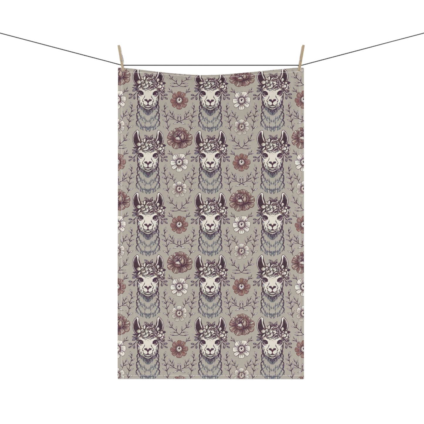 Boho Llama Tea Towel - Cute Floral Dish Towel for Kitchen Decor, Gift for Animal Lovers