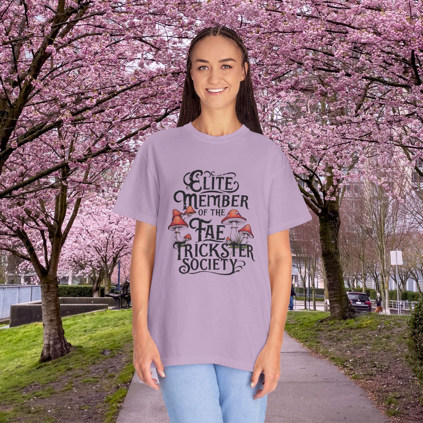 Fae Trickster Society Comfort Colors Tee – Fairycore T-Shirt with Mushrooms, S-4XL