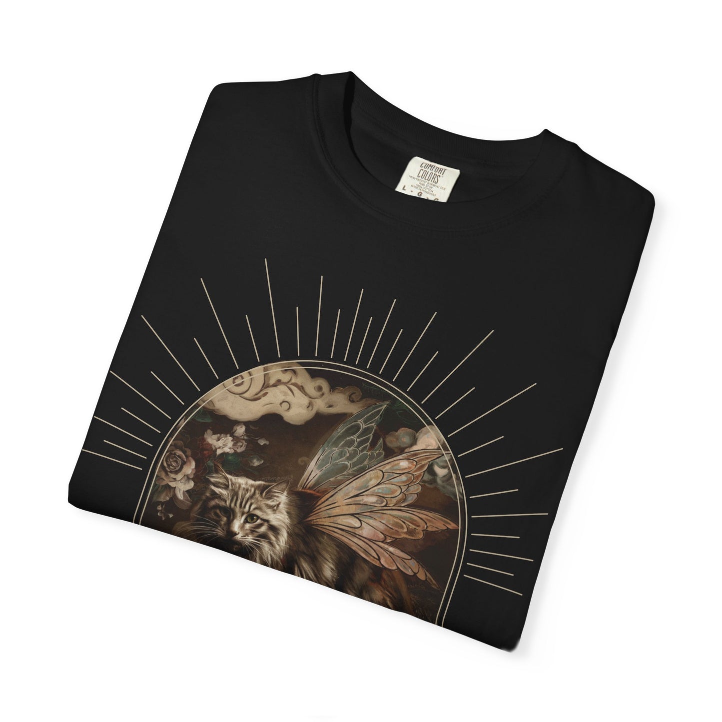 Fairy Cat Comfort Colors T-Shirt - Mystical Garden Arch Graphic Tee, Unisex Fit - Enchanted Gift for Fantasy Lovers