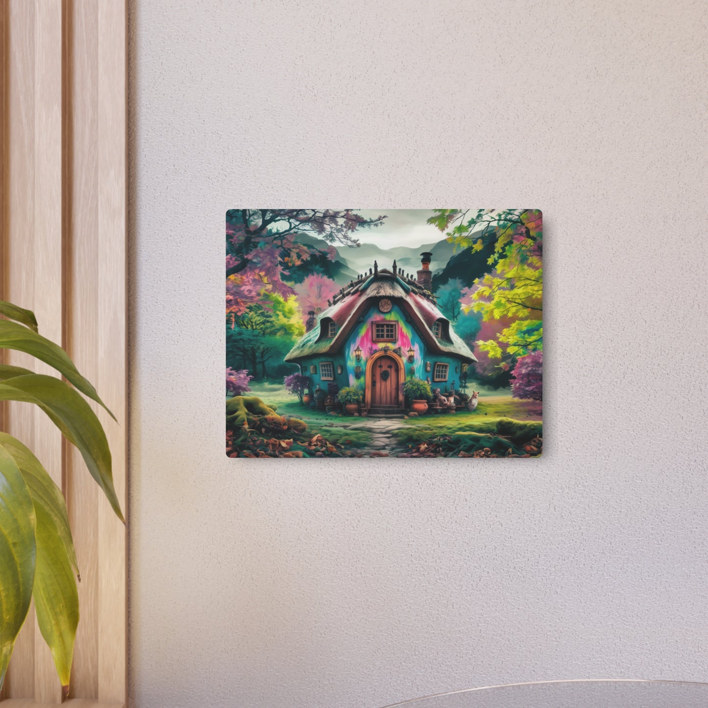 Metal Wall Art - Whimsical Cottage Fantasy Home Decor, Enchanted Forest Scene, Surreal Fairytale Wall Hanging