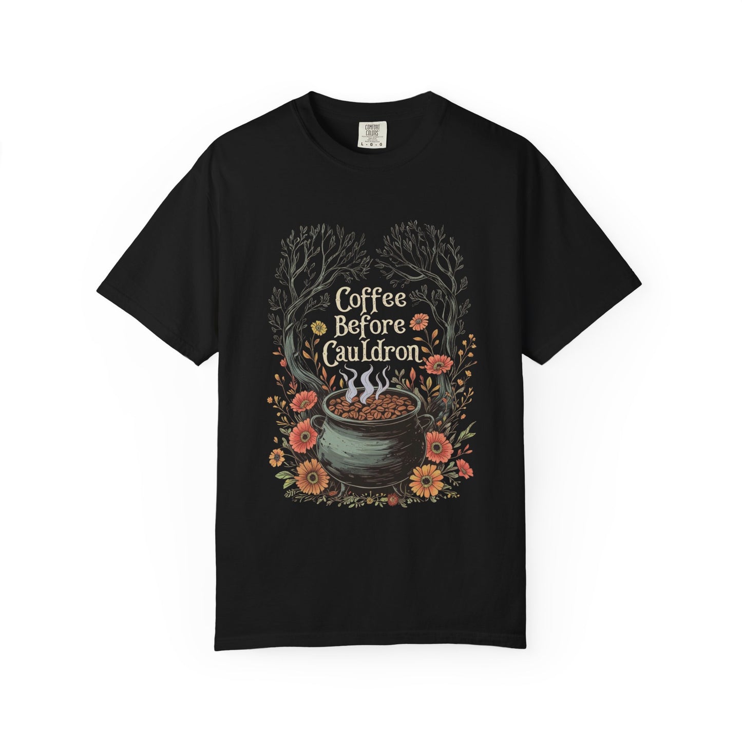 Coffee Before Cauldron T-Shirt, Witchy Coffee Shirt, Comfort Colors Halloween Tee, Spooky Season Shirt, Dark Forest Cozy Witch Aesthetic