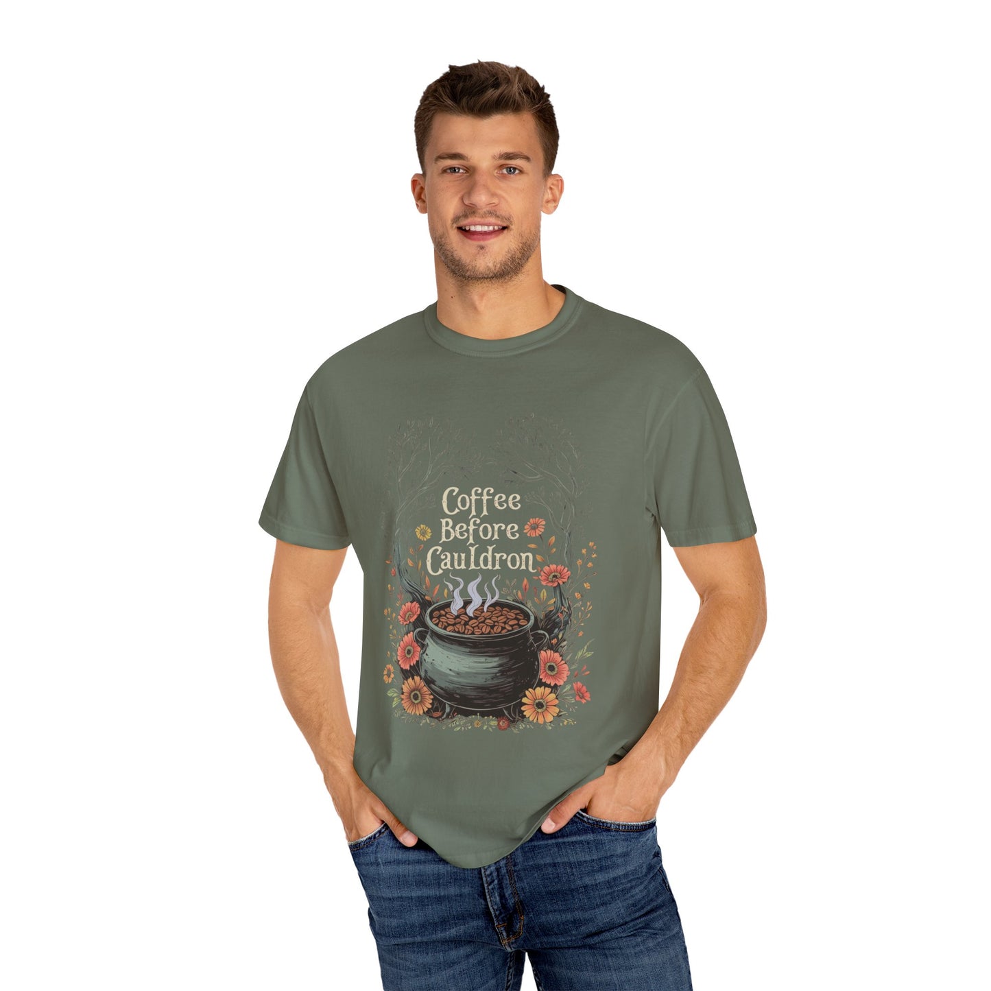 Coffee Before Cauldron T-Shirt, Witchy Coffee Shirt, Comfort Colors Halloween Tee, Spooky Season Shirt, Dark Forest Cozy Witch Aesthetic