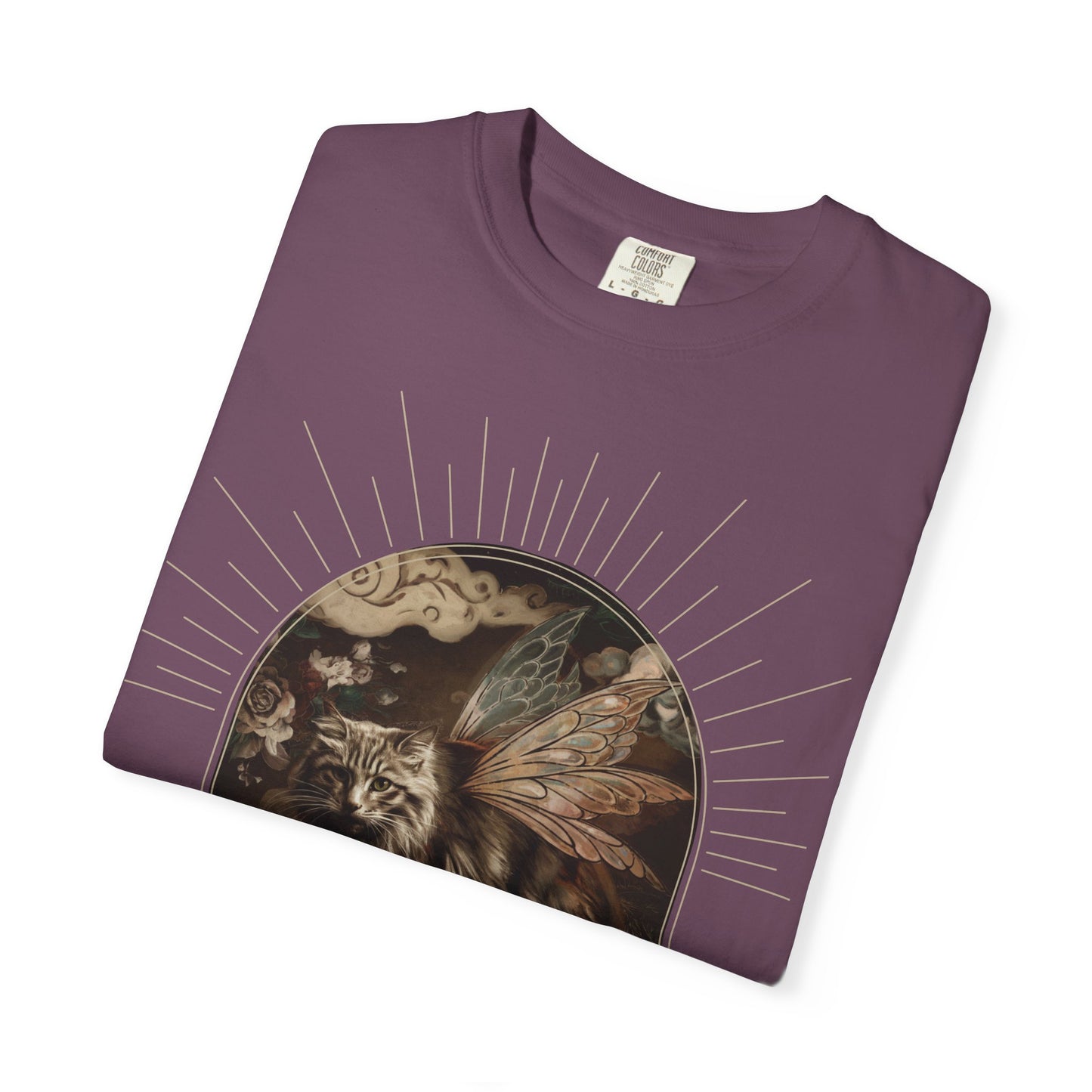 Fairy Cat Comfort Colors T-Shirt - Mystical Garden Arch Graphic Tee, Unisex Fit - Enchanted Gift for Fantasy Lovers