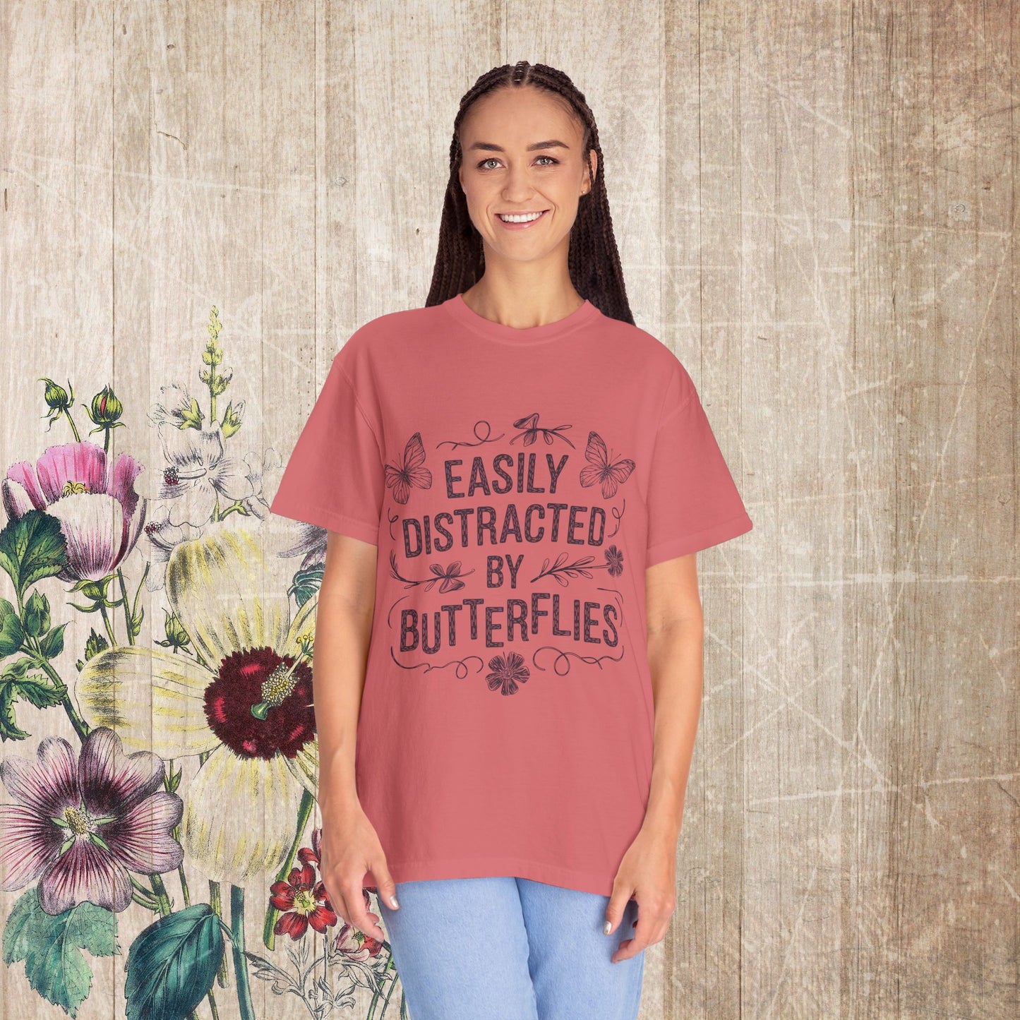 Easily Distracted by Butterflies T-Shirt – Comfort Colors Nature Tee S-4XL