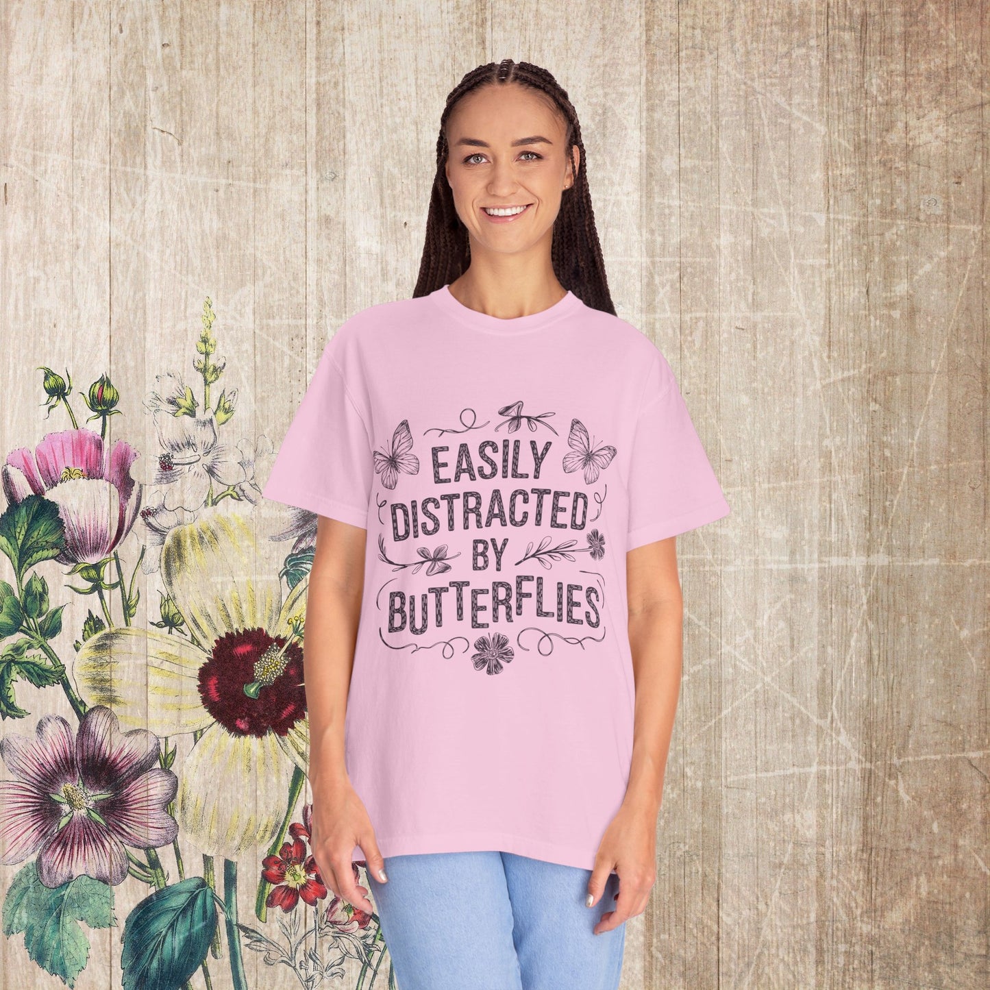 Easily Distracted by Butterflies T-Shirt – Comfort Colors Nature Tee S-4XL