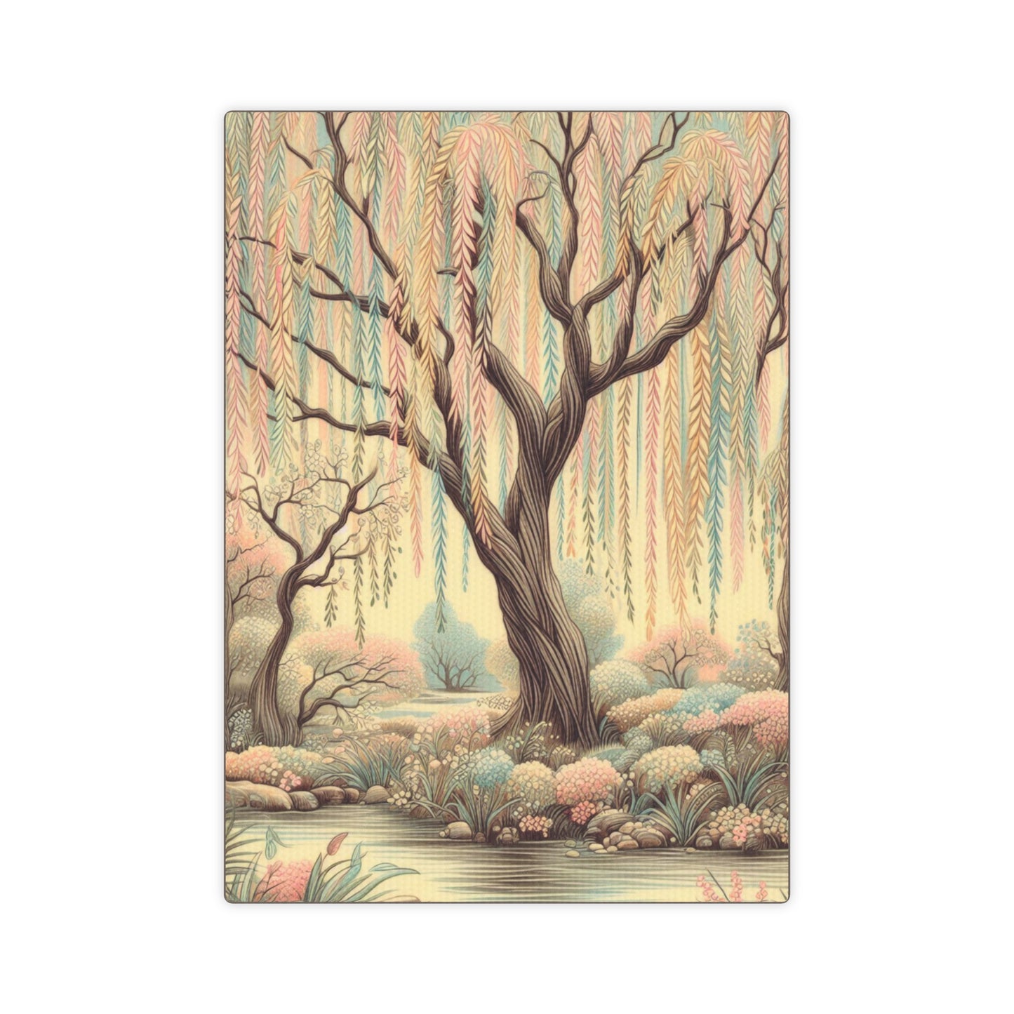 Canvas Sticky Tile - Magical Pastel Weeping Willow, Lightweight Wall Art