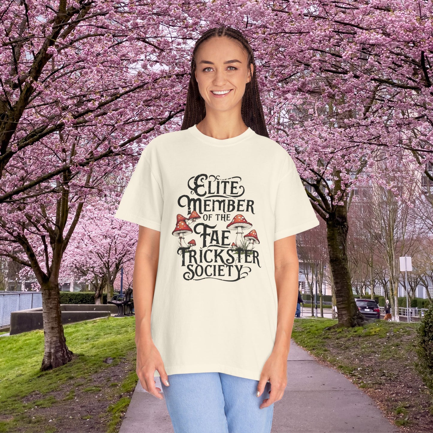 Fae Trickster Society Comfort Colors Tee – Fairycore T-Shirt with Mushrooms, S-4XL