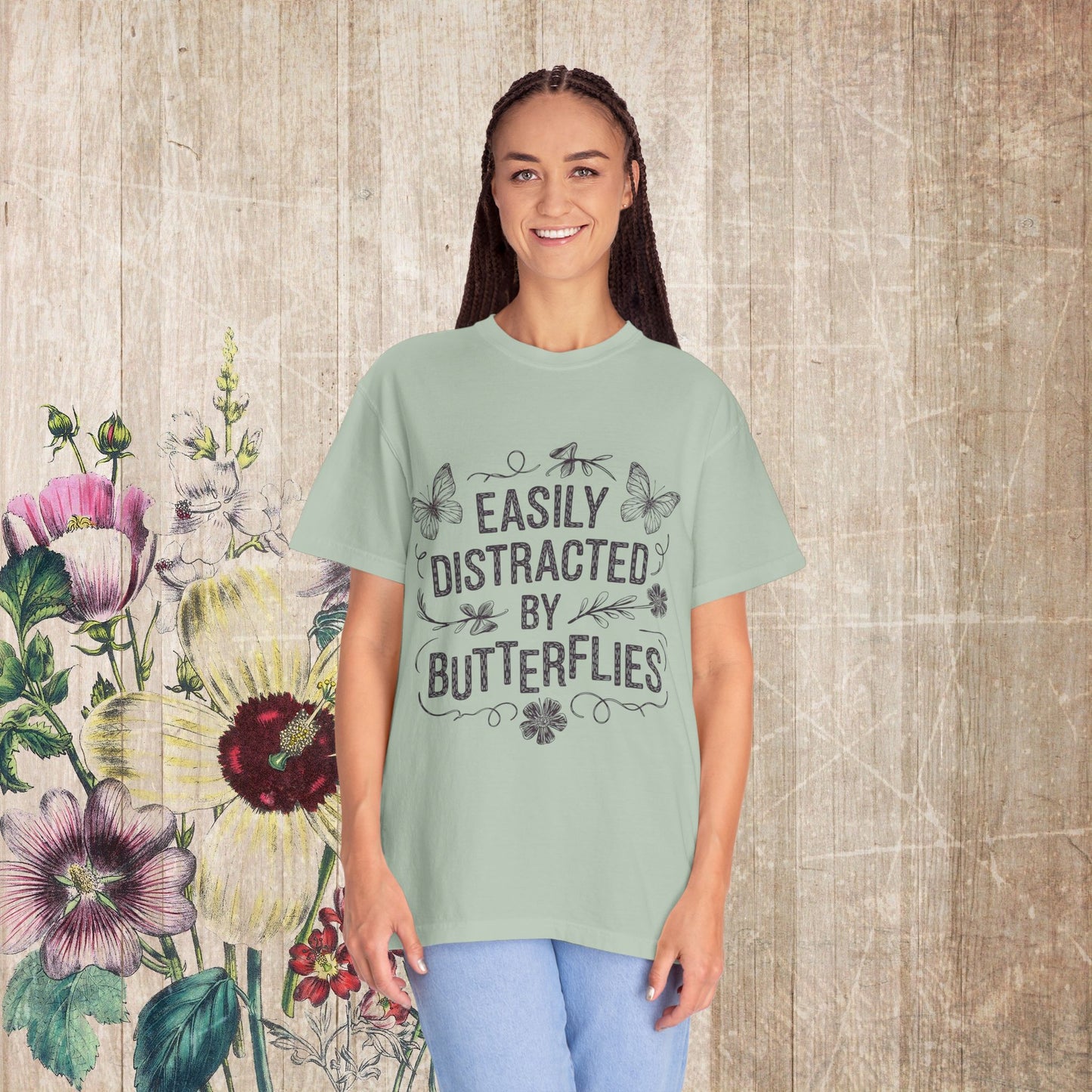 Easily Distracted by Butterflies T-Shirt – Comfort Colors Nature Tee S-4XL