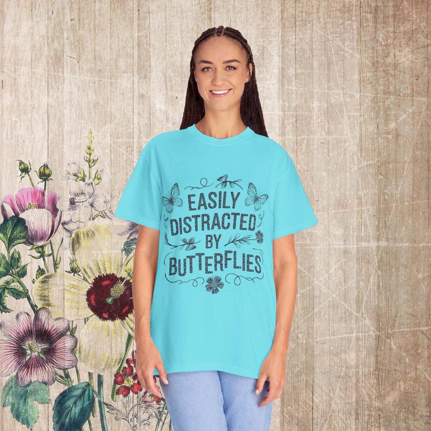 Easily Distracted by Butterflies T-Shirt – Comfort Colors Nature Tee S-4XL