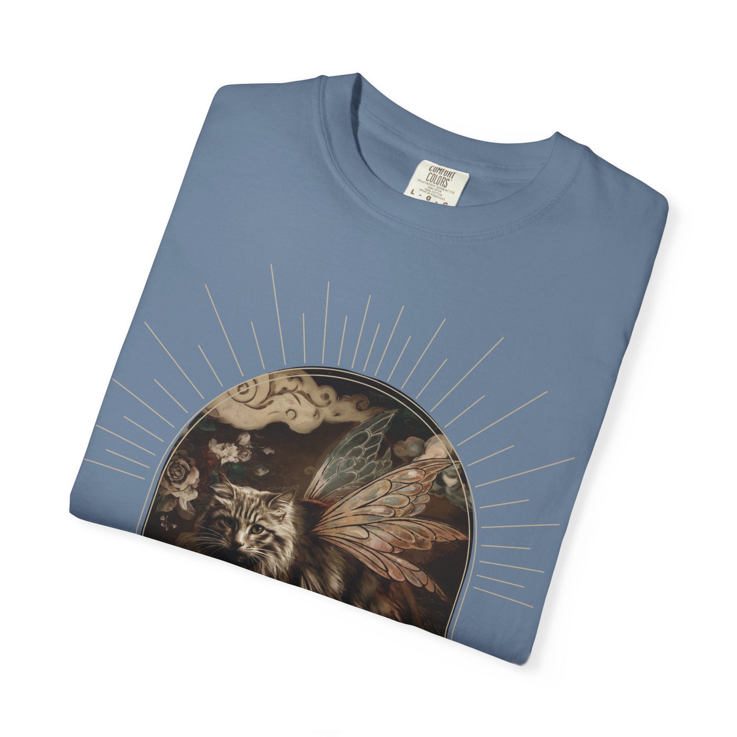 Fairy Cat Comfort Colors T-Shirt - Mystical Garden Arch Graphic Tee, Unisex Fit - Enchanted Gift for Fantasy Lovers