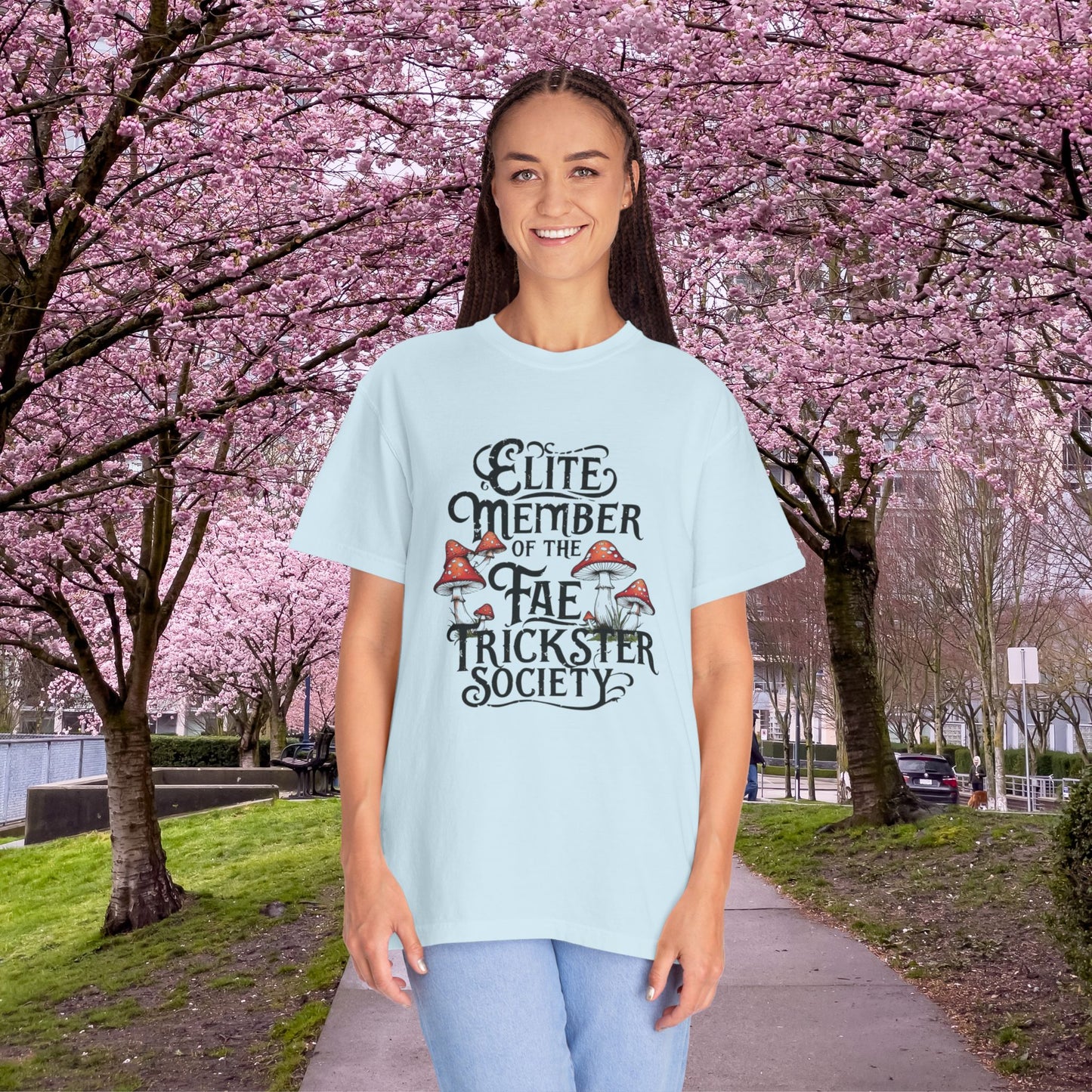 Fae Trickster Society Comfort Colors Tee – Fairycore T-Shirt with Mushrooms, S-4XL