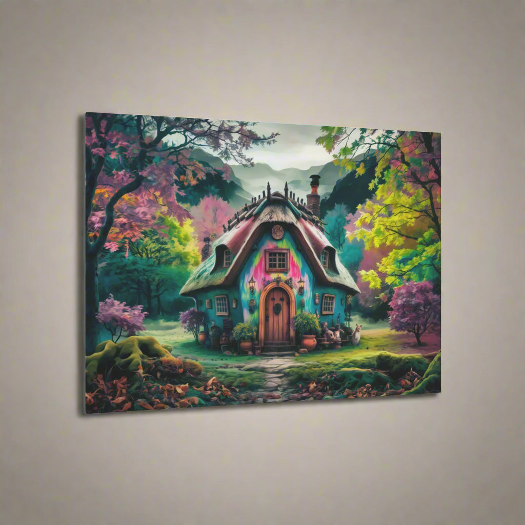 Metal Wall Art - Whimsical Cottage Fantasy Home Decor, Enchanted Forest Scene, Surreal Fairytale Wall Hanging