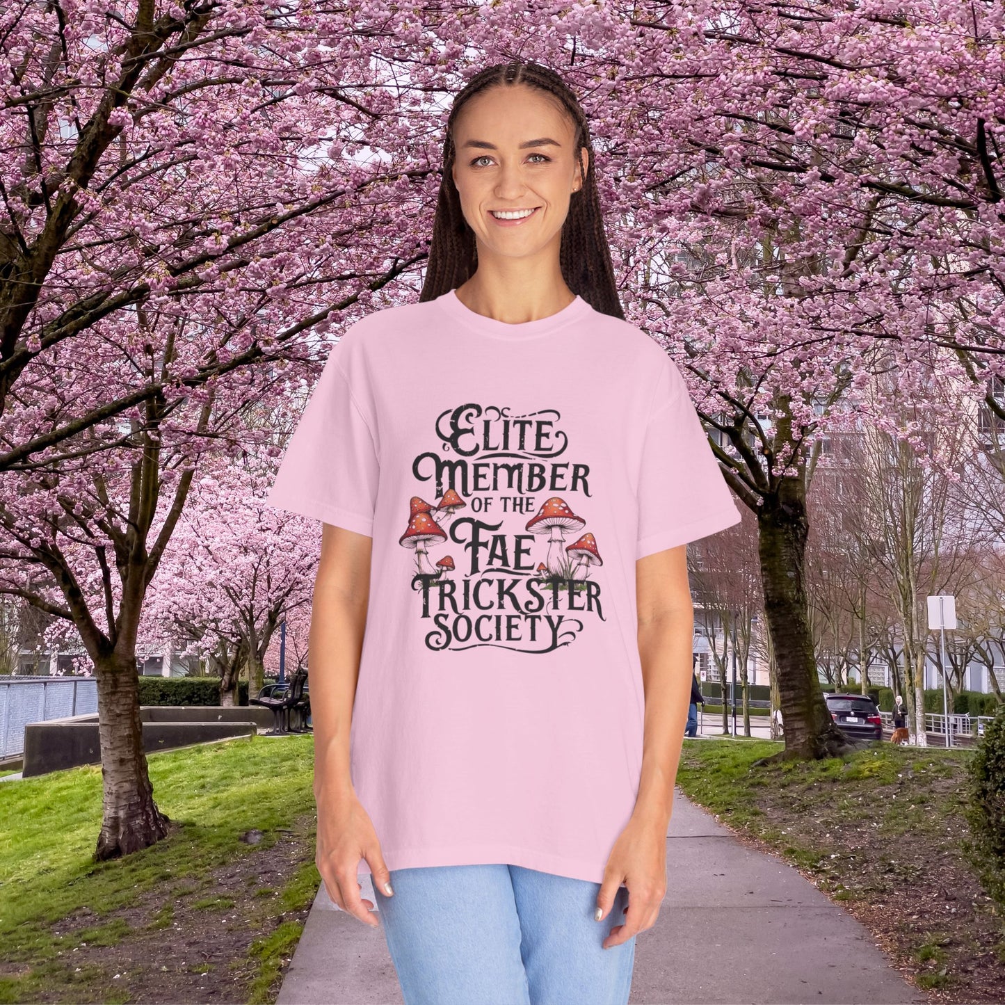 Fae Trickster Society Comfort Colors Tee – Fairycore T-Shirt with Mushrooms, S-4XL