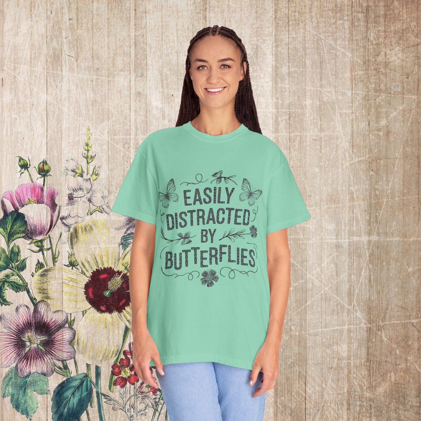 Easily Distracted by Butterflies T-Shirt – Comfort Colors Nature Tee S-4XL