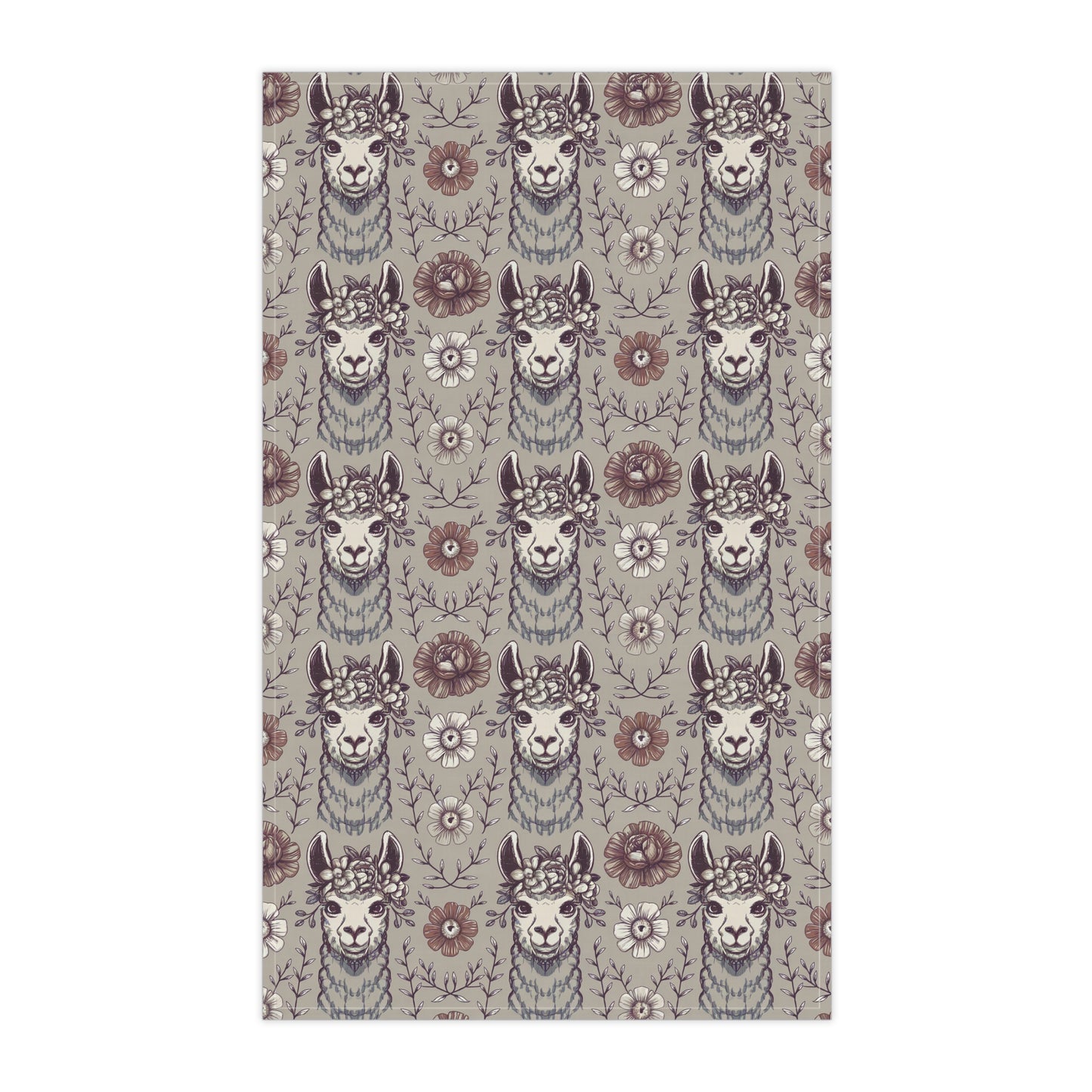 Boho Llama Tea Towel - Cute Floral Dish Towel for Kitchen Decor, Gift for Animal Lovers