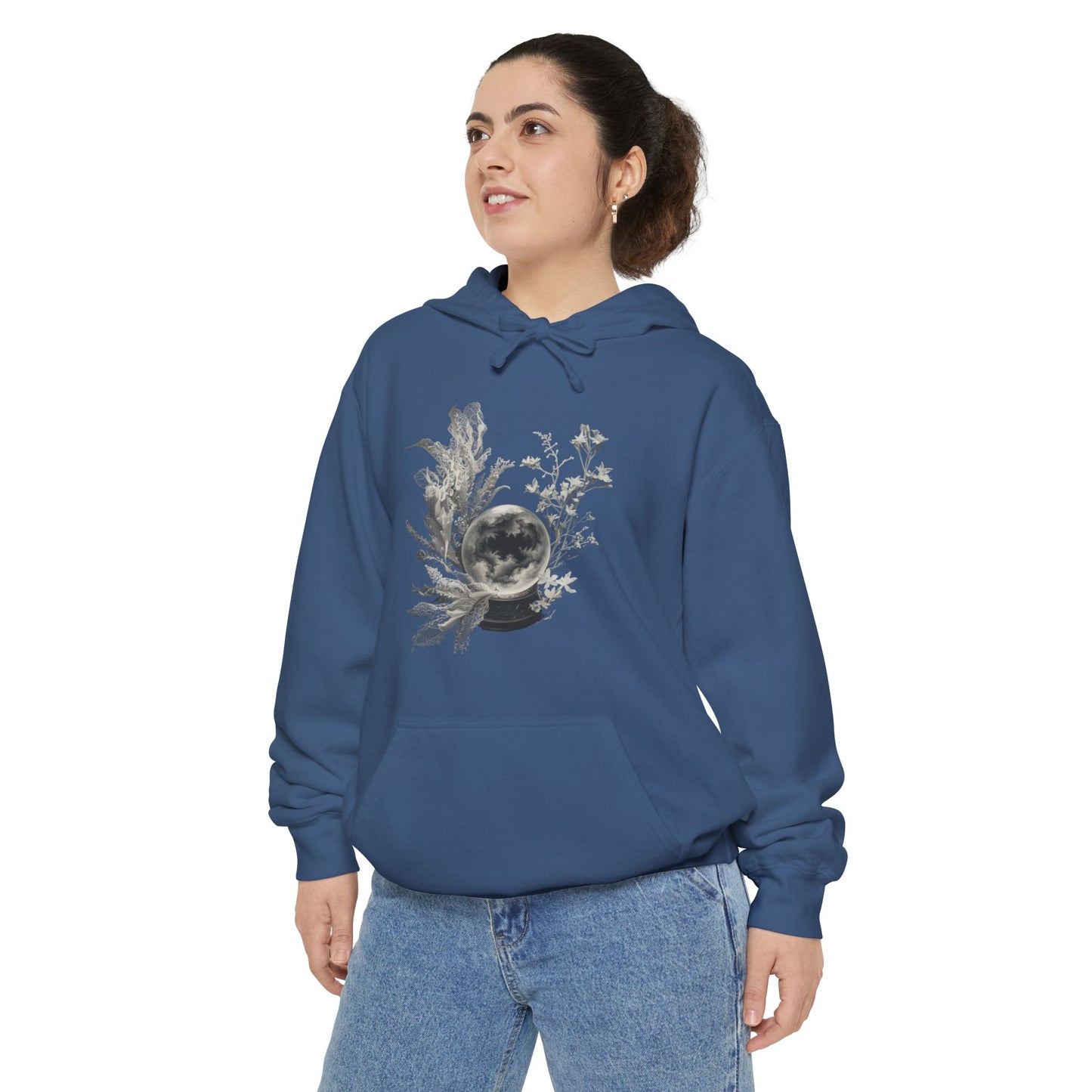 Crystal Ball Comfort Colors Hoodie - Halloween Mystical Lace & Moon Hoodie for Witches and Dreamers, Unisex Fit