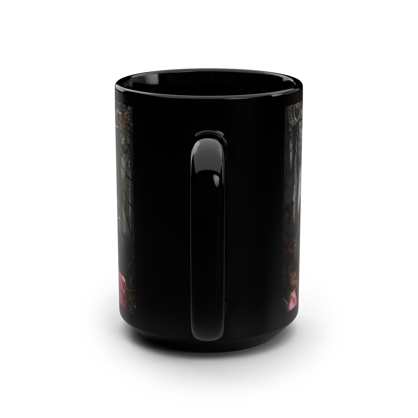 Lewis Carroll Quote Mug, "My Reality Is Just Different" 15oz Black Ceramic Coffee or Tea Cup, Whimsical Wonderland Tea Party Scene