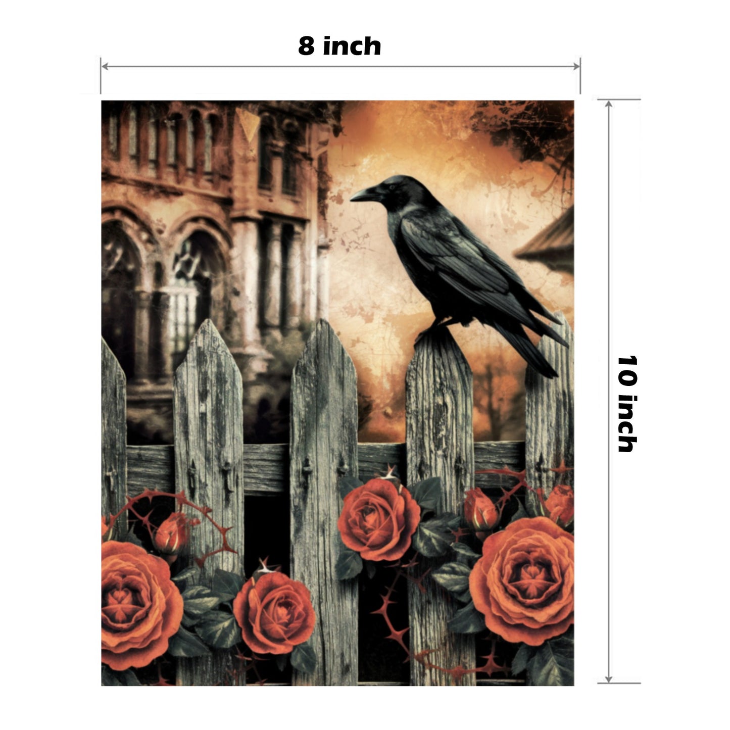 Gothic Raven Wood Panel 8x10 Wall Art | Dark Academia Decor