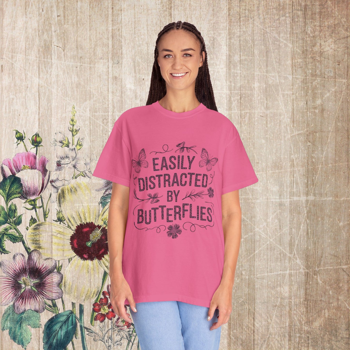 Easily Distracted by Butterflies T-Shirt – Comfort Colors Nature Tee S-4XL
