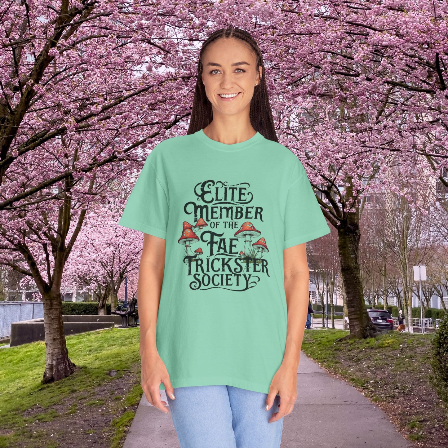 Fae Trickster Society Comfort Colors Tee – Fairycore T-Shirt with Mushrooms, S-4XL