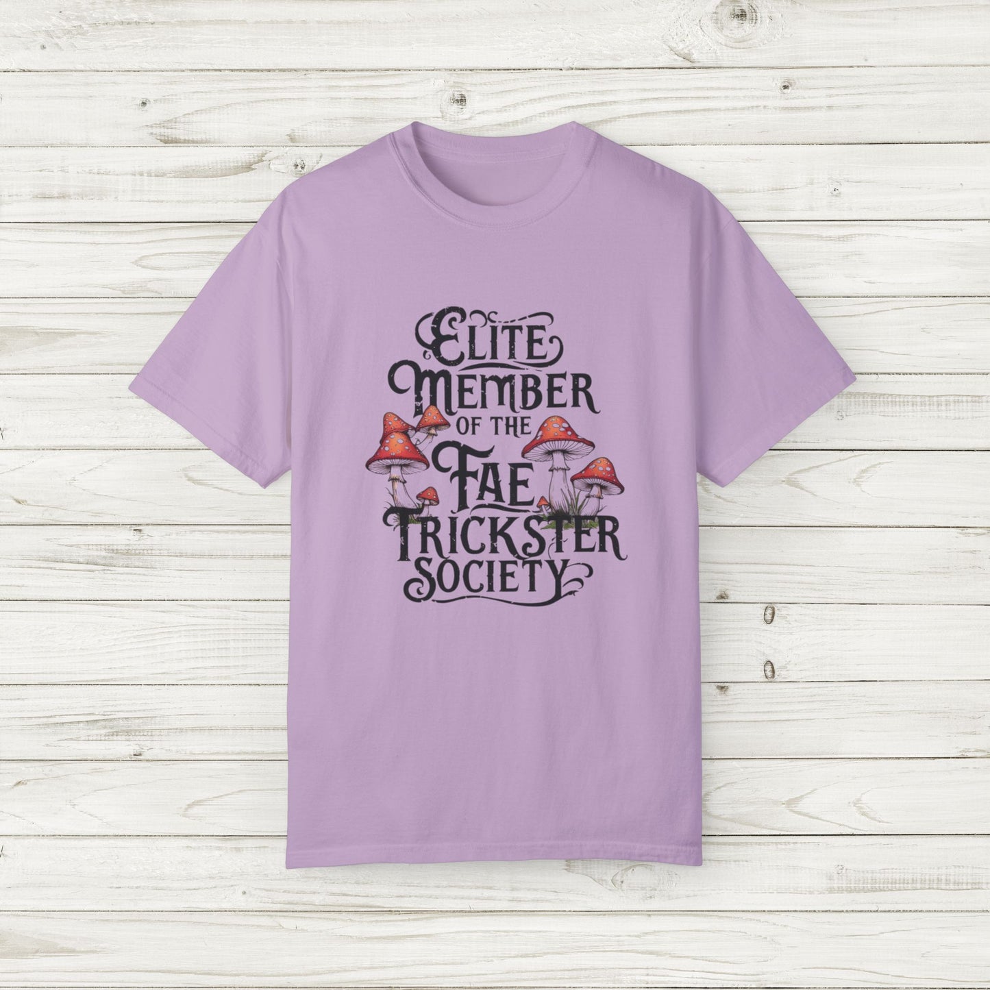 Fae Trickster Society Comfort Colors Tee – Fairycore T-Shirt with Mushrooms, S-4XL