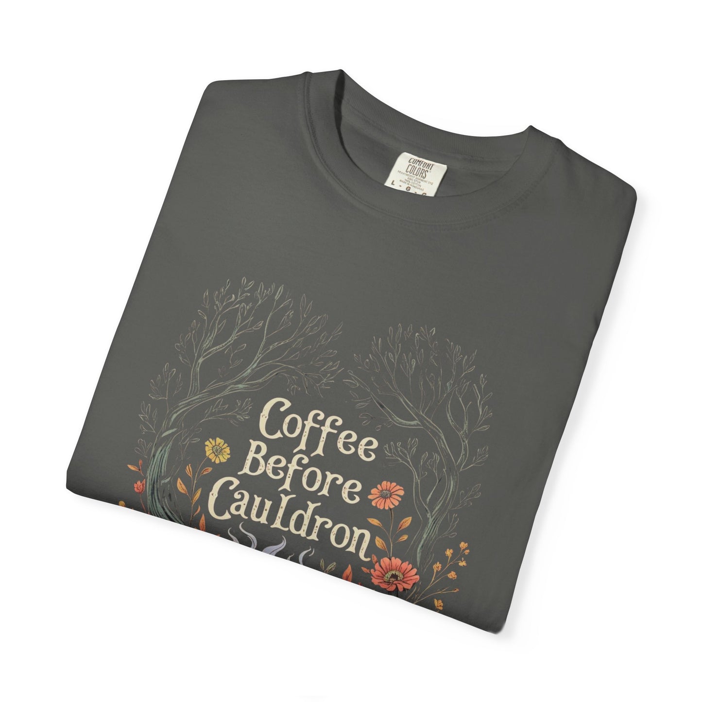Coffee Before Cauldron T-Shirt, Witchy Coffee Shirt, Comfort Colors Halloween Tee, Spooky Season Shirt, Dark Forest Cozy Witch Aesthetic