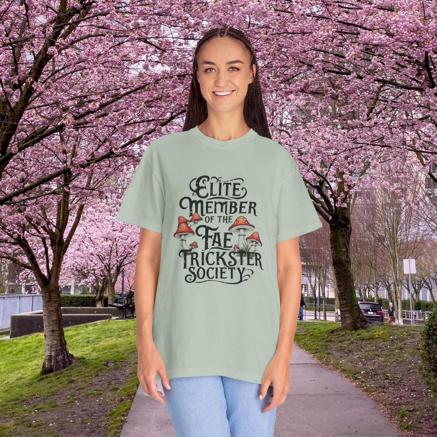 Fae Trickster Society Comfort Colors Tee – Fairycore T-Shirt with Mushrooms, S-4XL