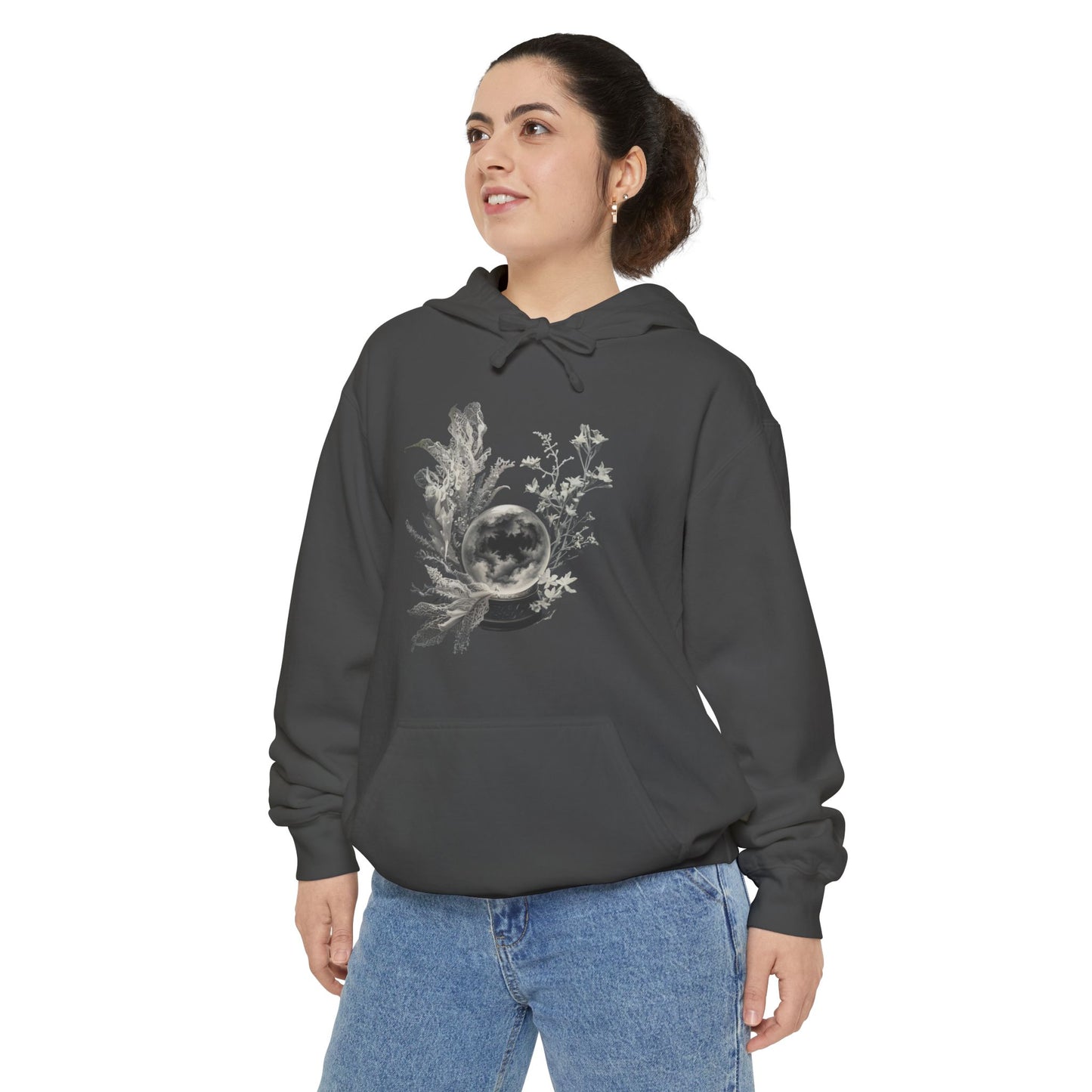 Crystal Ball Comfort Colors Hoodie - Halloween Mystical Lace & Moon Hoodie for Witches and Dreamers, Unisex Fit