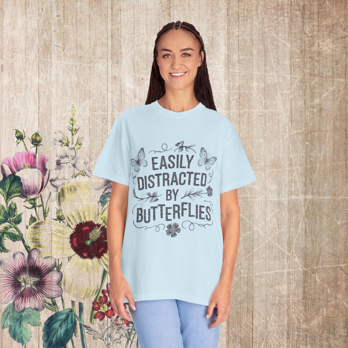 Easily Distracted by Butterflies T-Shirt – Comfort Colors Nature Tee S-4XL