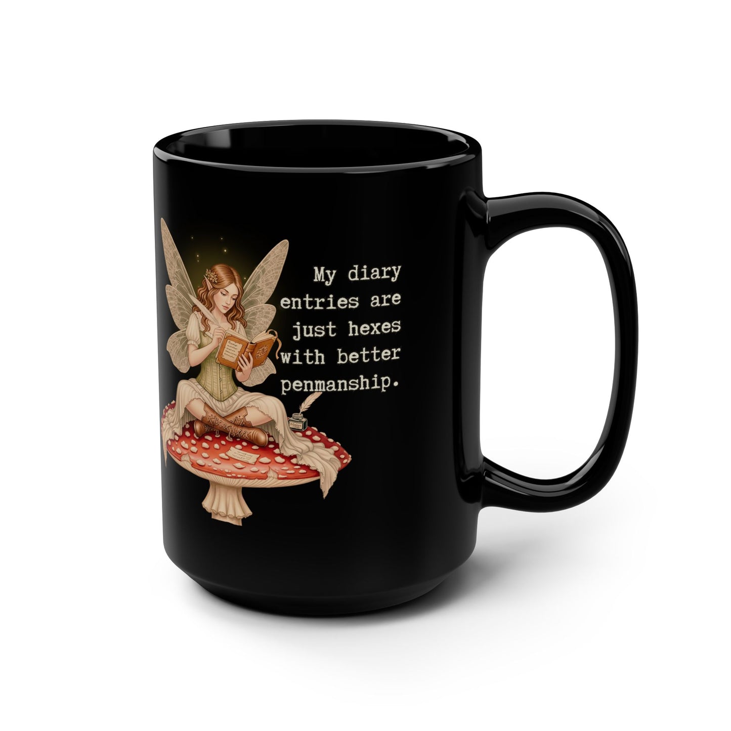 Whimsical Fairy Mug - 15oz Ceramic Cup, Perfect for Fantasy Lovers, Gift for Writers, Unique Coffee Mug, Enchanted Fairy Gift, Self-Care