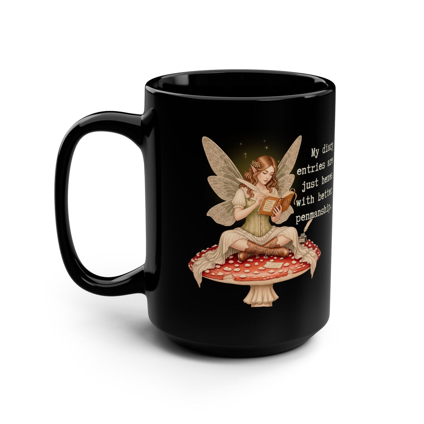 Whimsical Fairy Mug - 15oz Ceramic Cup, Perfect for Fantasy Lovers, Gift for Writers, Unique Coffee Mug, Enchanted Fairy Gift, Self-Care