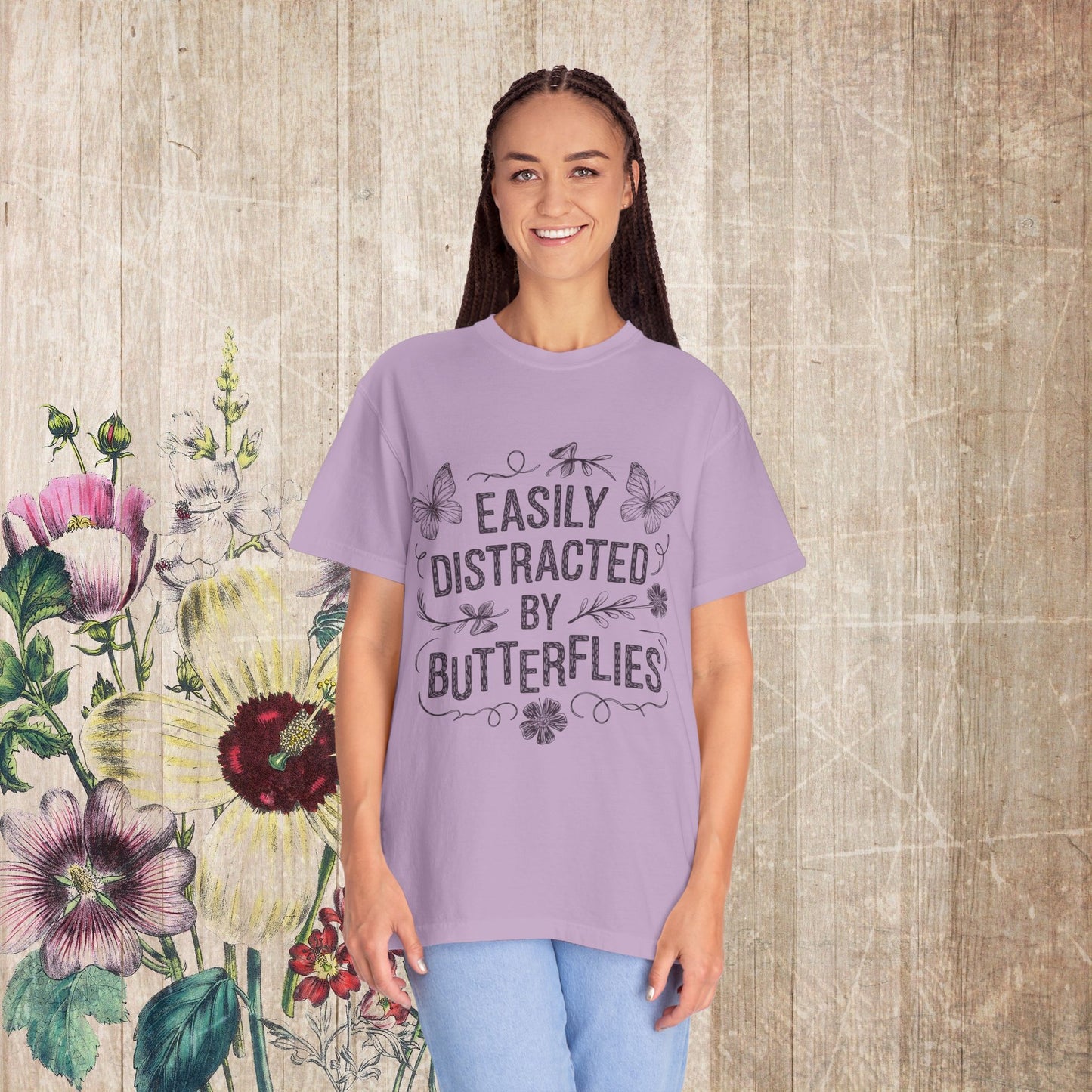 Easily Distracted by Butterflies T-Shirt – Comfort Colors Nature Tee S-4XL