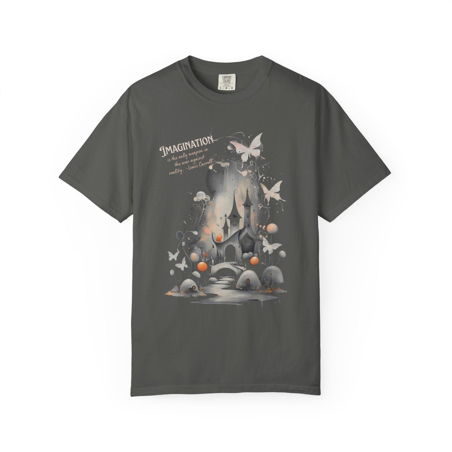 Imagination Is the Only Weapon Shirt - Lewis Carroll Castle & Butterfly Tee, Comfort Colors Garment Dyed Unisex T-Shirt