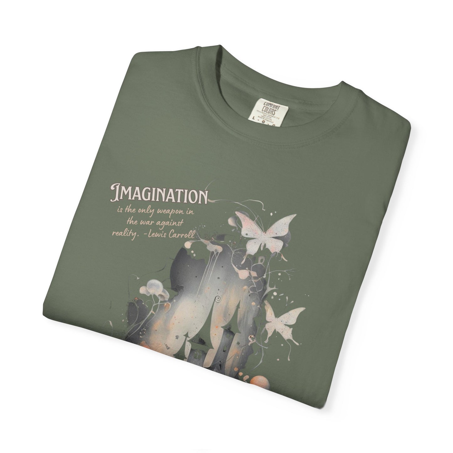 Imagination Is the Only Weapon Shirt - Lewis Carroll Castle & Butterfly Tee, Comfort Colors Garment Dyed Unisex T-Shirt