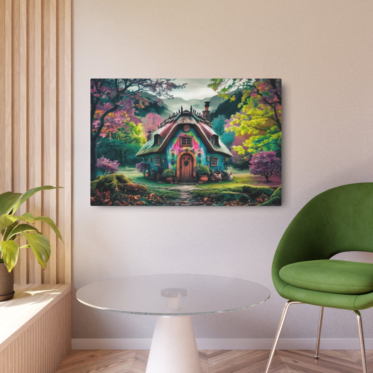 Metal Wall Art - Whimsical Cottage Fantasy Home Decor, Enchanted Forest Scene, Surreal Fairytale Wall Hanging