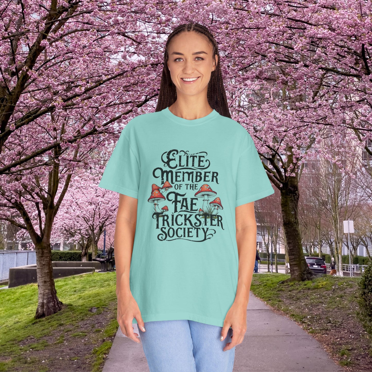 Fae Trickster Society Comfort Colors Tee – Fairycore T-Shirt with Mushrooms, S-4XL