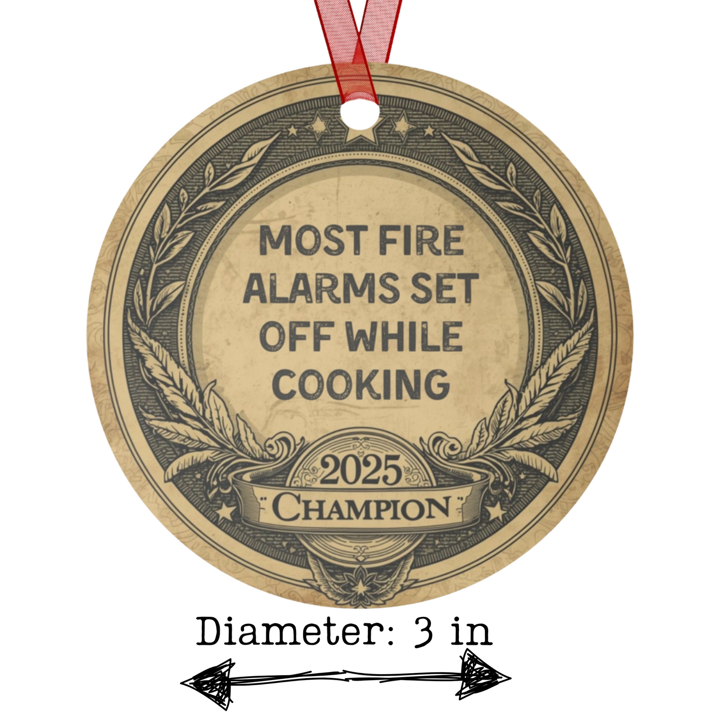 2025 Home Chef Christmas Ornament: Funny Vintage-Style Metal Badge for Frequent Fire Alarms & Kitchen Disasters