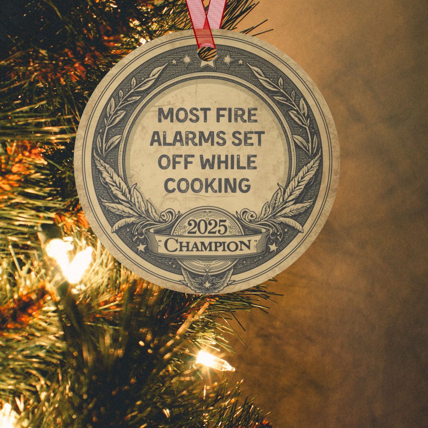 2025 Home Chef Christmas Ornament: Funny Vintage-Style Metal Badge for Frequent Fire Alarms & Kitchen Disasters