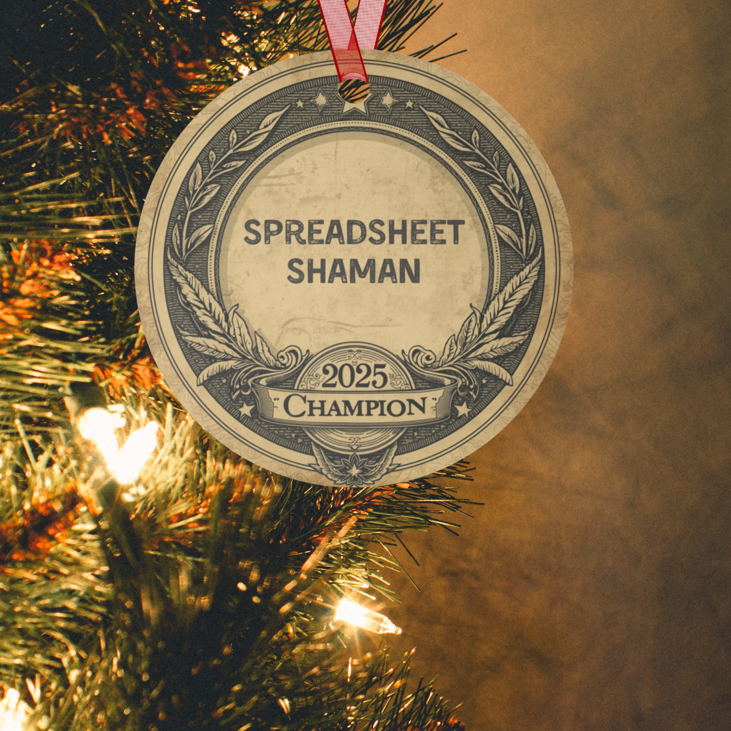 2025 Christmas Ornament for Data Ninjas & Spreadsheet Shamans | Funny Vintage-Style Metal Badge
