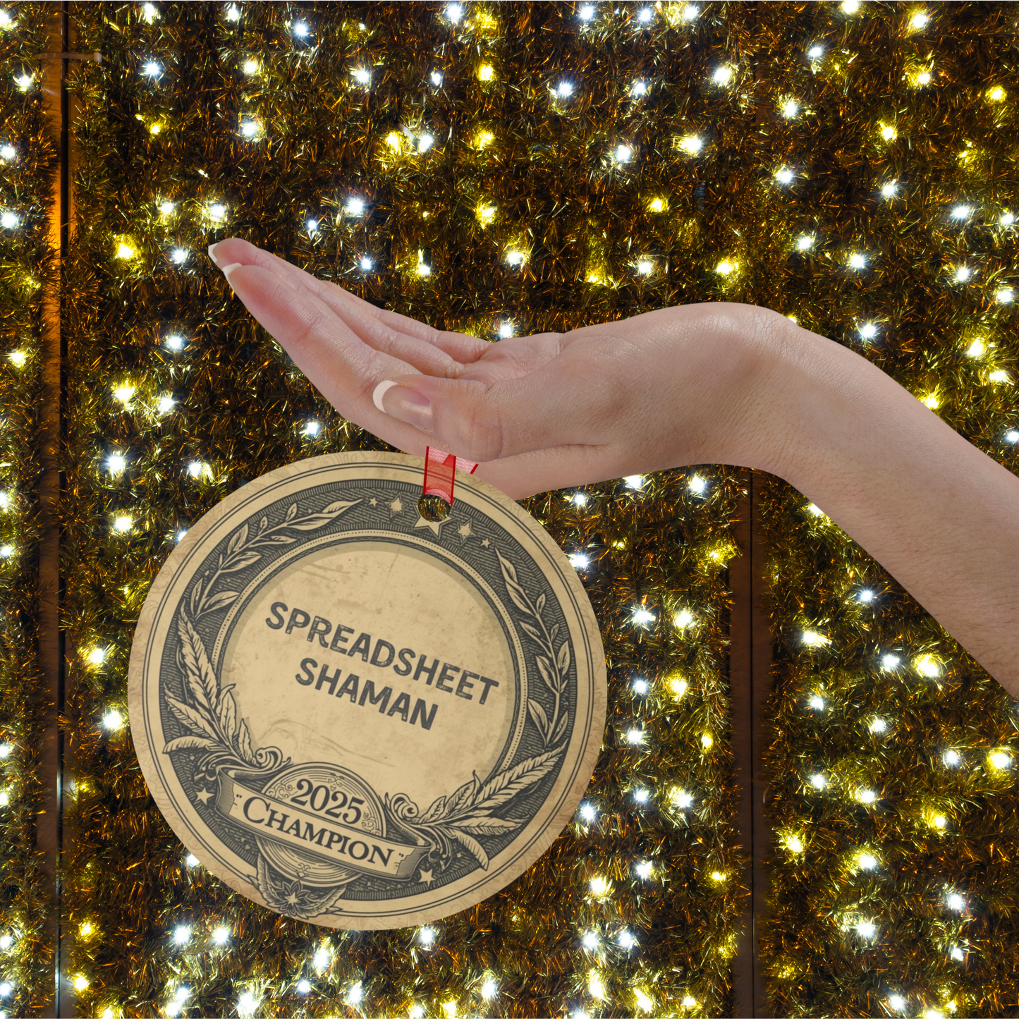 2025 Christmas Ornament for Data Ninjas & Spreadsheet Shamans | Funny Vintage-Style Metal Badge