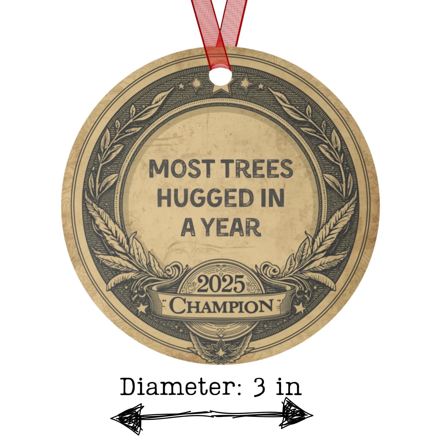 2025 Christmas Ornament for Tree Huggers and Nature Enthusiasts: Funny Vintage-Style Metal Badge Gift