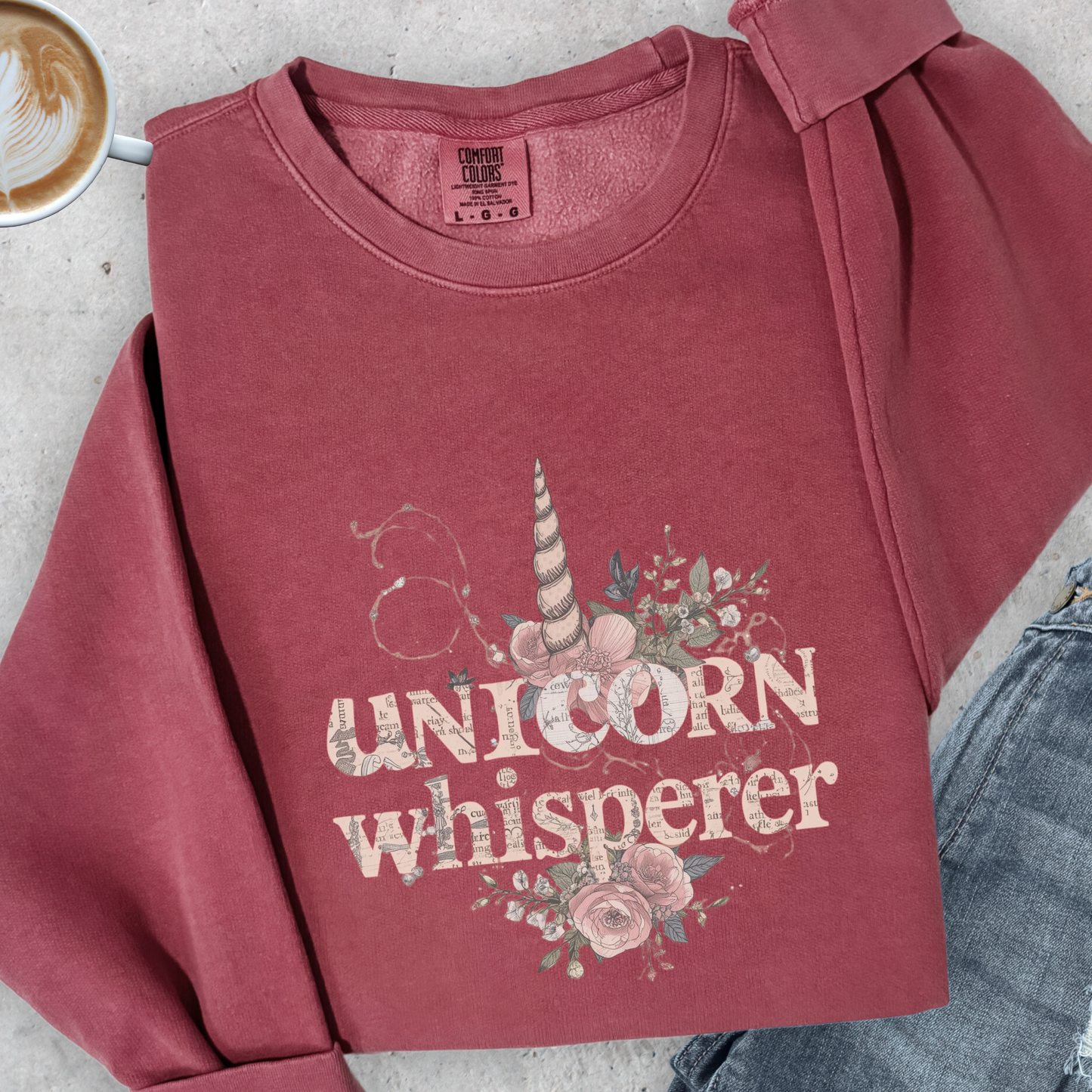 Unicorn Whisperer Sweatshirt | Comfort Colors Lightweight Crewneck