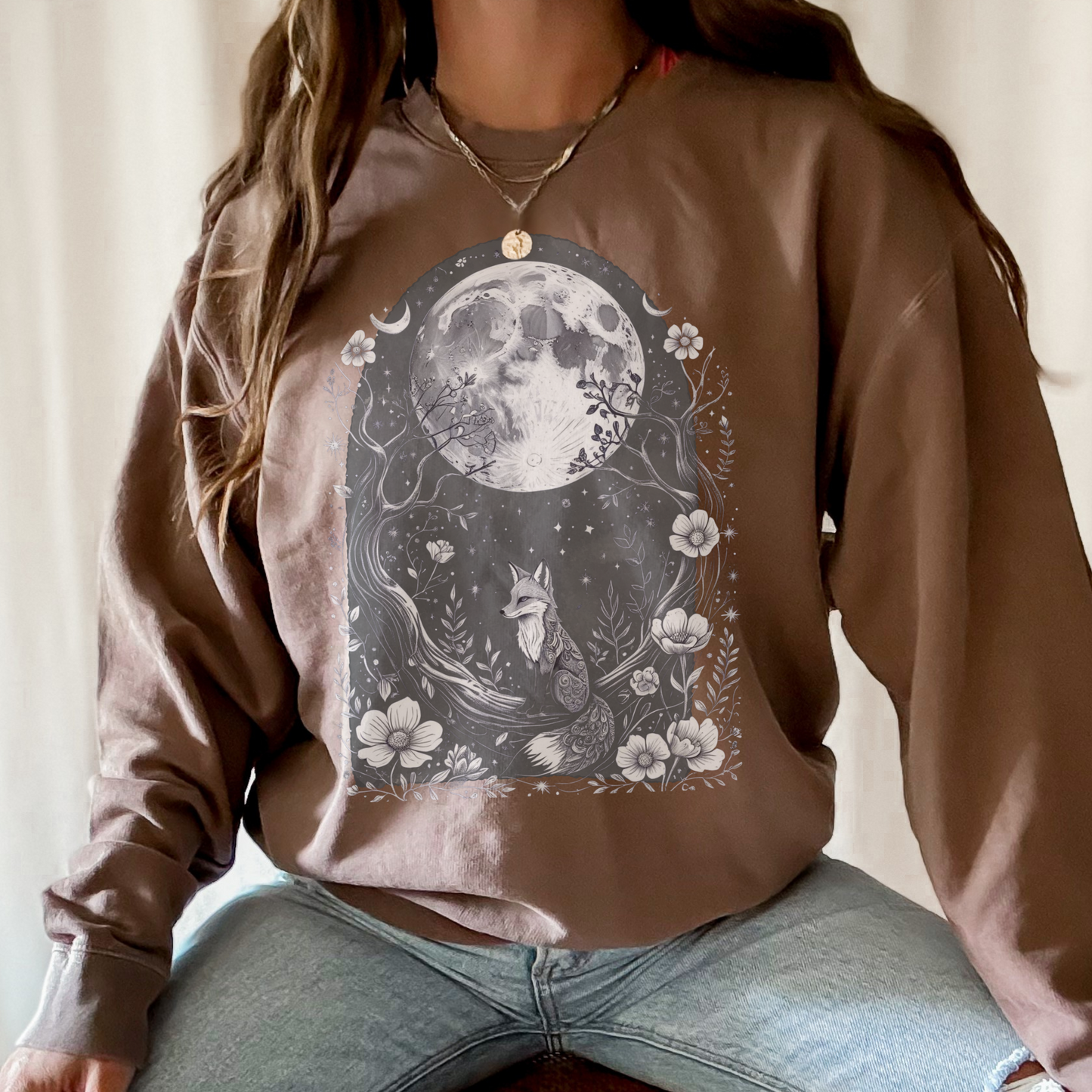 Moonwatcher Fox Sweatshirt | Comfort Colors Crewneck | Mystical Forest Animal