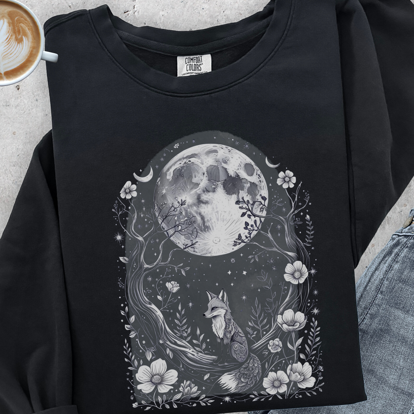 Moonwatcher Fox Sweatshirt | Comfort Colors Crewneck | Mystical Forest Animal