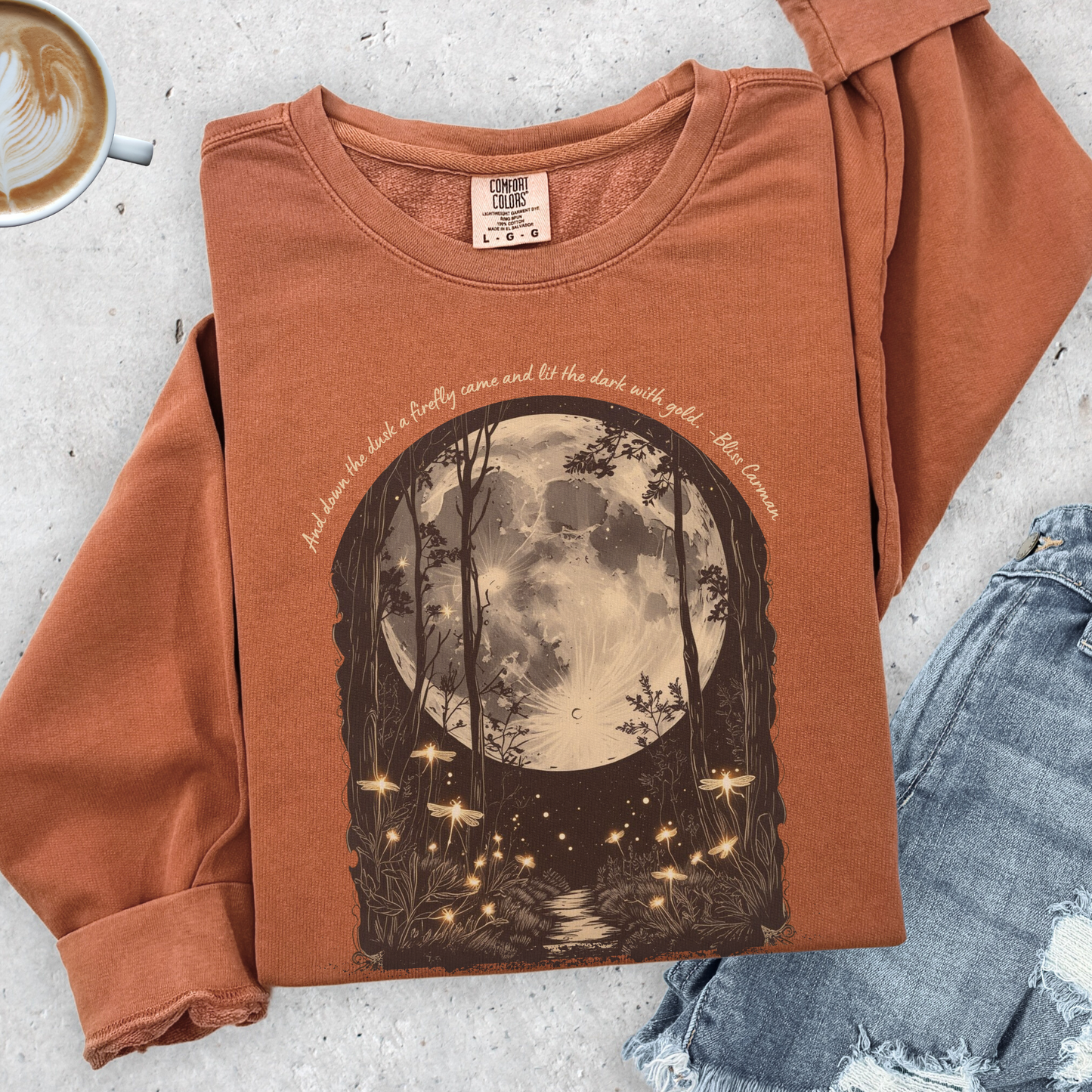 Firefly Moonlight Sweatshirt | Comfort Colors Crewneck | Bliss Carman Quote