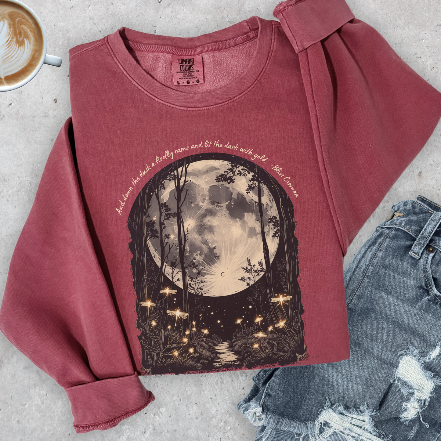 Firefly Moonlight Sweatshirt | Comfort Colors Crewneck | Bliss Carman Quote